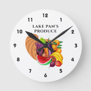 Horloge Ronde Logo de magasin de fruits et légumes en abondance