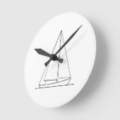 Horloge Ronde Logo de navigation de plan de voile de sloop (Angle)