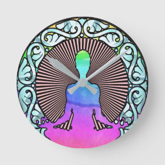 HORLOGE RONDE LOGO DE RADIATIONS DE YOGA CIRCLE AURA