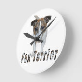 Horloge Ronde logo de terrier et de terrier fox, (Angle)