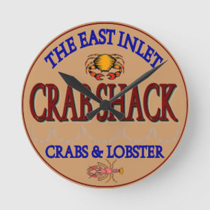 Horloge Ronde Logo est de Shack de crabe d'admission