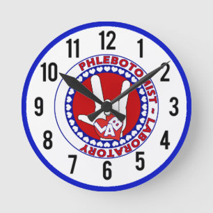 HORLOGE RONDE LOGO LABAORTORY D'AMOUR DE PHLEBOTOMIST