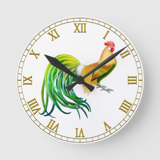 Horloge Ronde Long Tailed Phoenix Rooster Wall Clock (Recto)