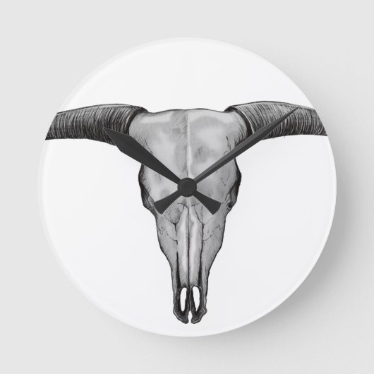 Horloge Ronde Longhorn Skull (Recto)
