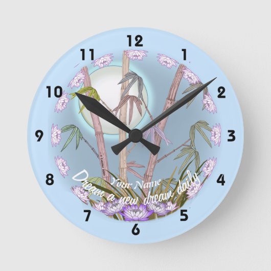 Horloge Ronde Lotus Moon Bambou (Recto)