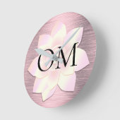 Horloge Ronde Lotus OM élégant rose (Angle)