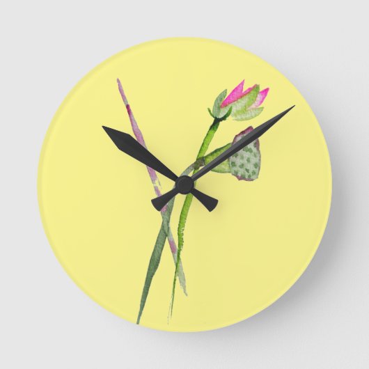 Horloge Ronde Lotus rose Fleur Zen Art bouddhiste (Recto)