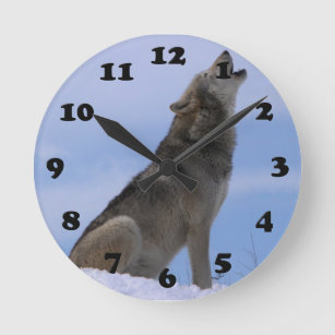 Horloge Ronde Loup de bois de construction d'Alaska