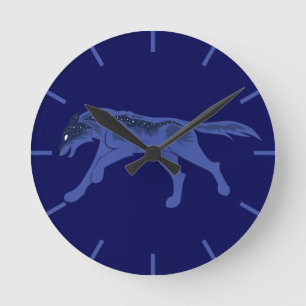 Horloge Ronde Loup de nuit