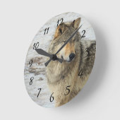 Horloge Ronde Loup d'hiver (Angle)