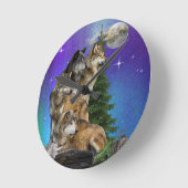 Horloge Ronde Loup et lune (Angle)