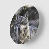 Horloge Ronde Loup gris (Angle)