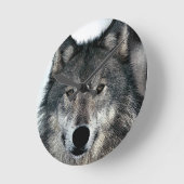Horloge Ronde Loup gris (Angle)