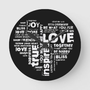 Horloge Ronde Love Joy Inspiration Mots Saint Valentin Jeu P
