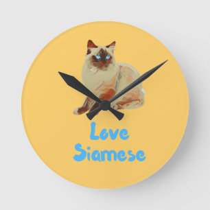 Horloge Ronde Love Siamese Cats