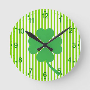 Horloge Ronde Lucky Four Leaf Shamrock Design-87906