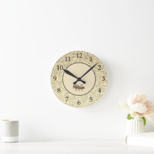 Horloge Ronde Lumière or parties scintillant douce scintille Mon