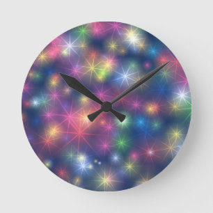 Horloge Ronde Lumières de fête scintillantes colorées