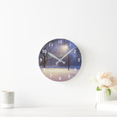 Horloge Ronde Lumières de rue et couvert de neiges (Maison)