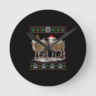 Horloge Ronde Lumières des arbres de Noël des moutons Cadeau a