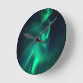 Horloge Ronde Lumières du Nord Aurora Vert (Angle)
