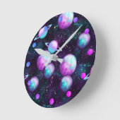 Horloge Ronde Luminosité du système solaire | Planète rose viole (Angle)