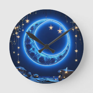 Horloge Ronde Lune croissante lumineuse