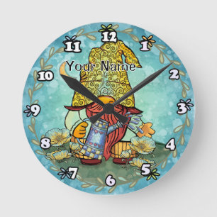 Horloge Ronde Lutin coquelicot
