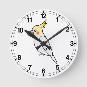 Horloge Ronde Lutino Cartoon Cockatiel Parrot Bird