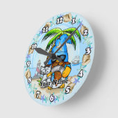 Horloge Ronde Lutins de plage (Angle)