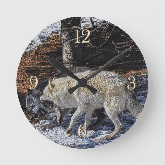 Horloge Ronde Lutter contre l'horloge sauvage des loups gris (Recto)