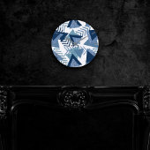 Horloge Ronde Luxe 90s Abstrait | Turquoise Navy Blue Motif