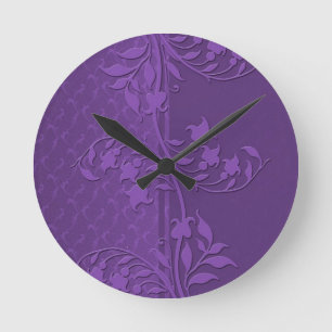 Horloge Ronde Luxe Lavender Damask Swirls Clock