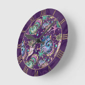Horloge Ronde Luxe violet sous-marine | Dark Pastel Gold Sea Lif (Angle)