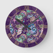 Horloge Ronde Luxe violet sous-marine | Dark Pastel Gold Sea Lif (Recto)
