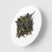 Horloge Ronde Luxury Gold and Black Abstract Marble Ink Flow (Angle)