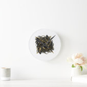 Horloge Ronde Luxury Gold and Black Abstract Marble Ink Flow (Maison)