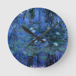 Horloge Ronde Lys d'eau bleu Claude Monet