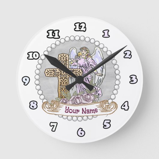 Horloge Ronde Ma Croix d'Ange Rose (Recto)
