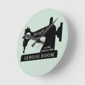 Horloge Ronde Machine à coudre cadeau Seamstress Quilter Rou (Angle)