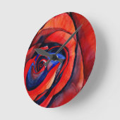 Horloge Ronde Macro rouge rose abstraite peinture d'art (Angle)