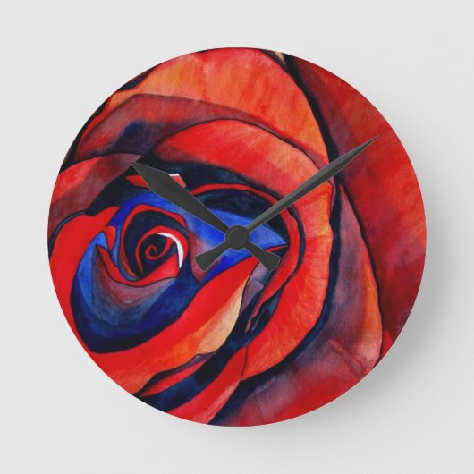 Horloge Ronde Macro rouge rose abstraite peinture d'art (Recto)