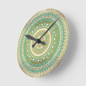 Horloge Ronde Madala de bleu et d'or (Angle)