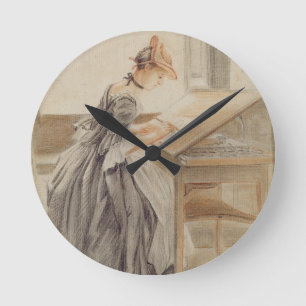 Horloge Ronde Madame Copying à un Tableau de dessin, c.1760-70