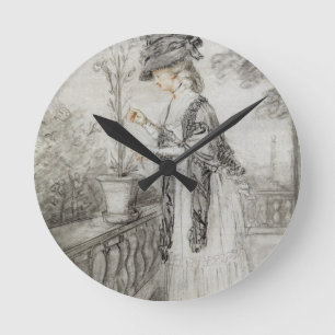 Horloge Ronde Madame sur une terrasse tendant une usine