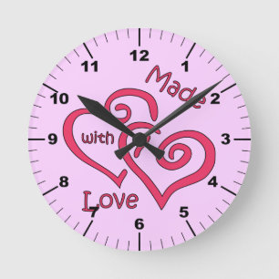 Horloge Ronde "Made with Love Pink"