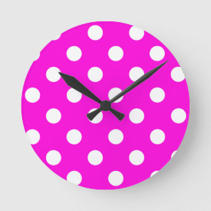 Horloge Ronde Magenta pois #FF00DC