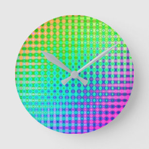 Horloge Ronde Magenta Purple Bleu Vert Jaune Rose