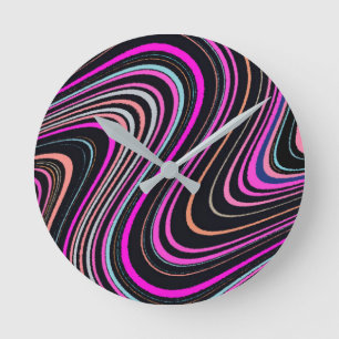 Horloge Ronde Magenta Purple Motif de marine rose