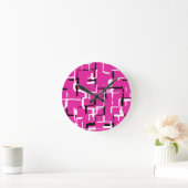 Horloge Ronde Magenta violet rose noir blanc (Maison)